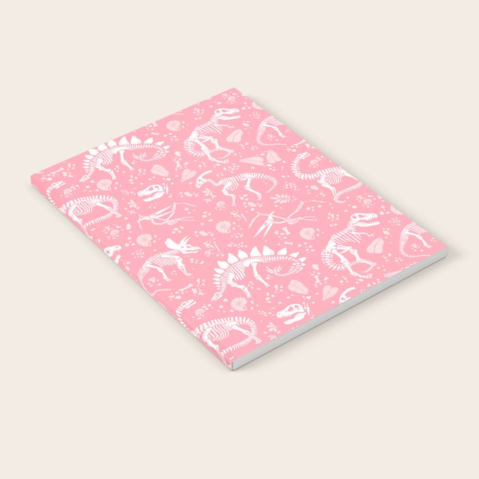 Excavated Dinosaur Fossils in Candy Pink Notebook