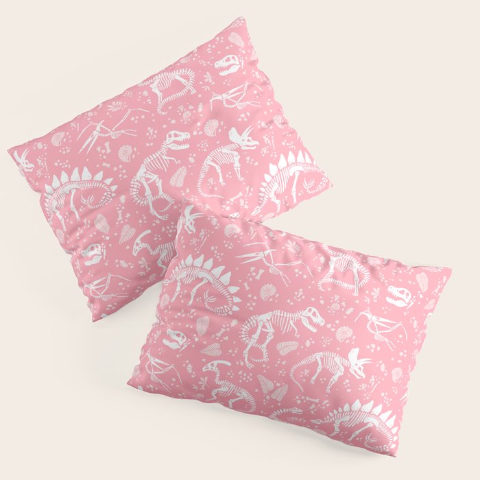 Excavated Dinosaur Fossils in Candy Pink Pillow Sham Gallery Image 3