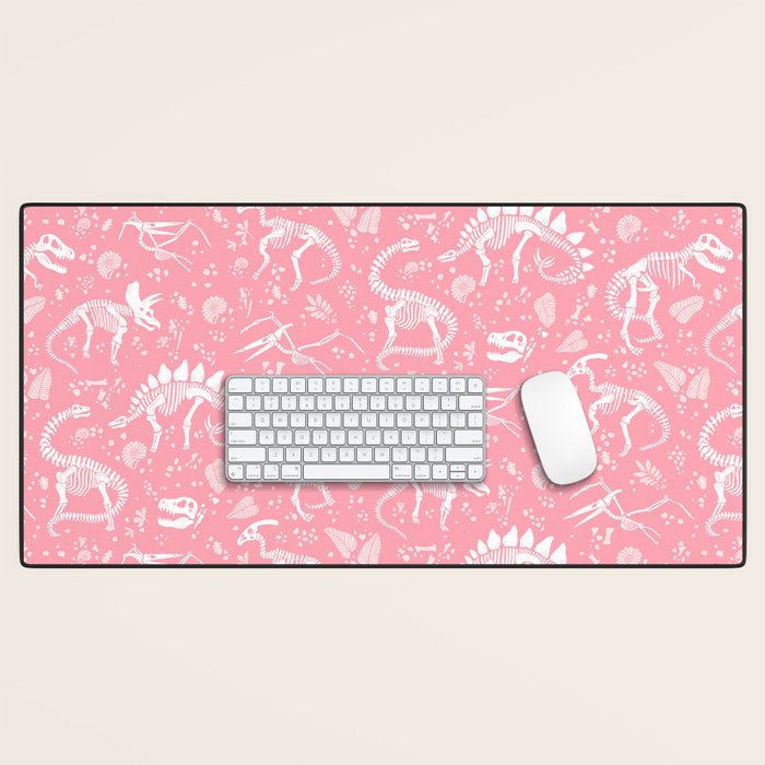 Excavated Dinosaur Fossils in Candy Pink Desk Mat Gallery Image 1