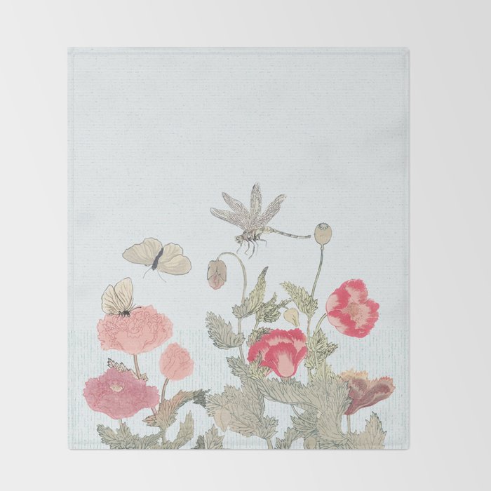 Butterflies, Dragonfly and  flowers Throw Blanket Gallery Image 2