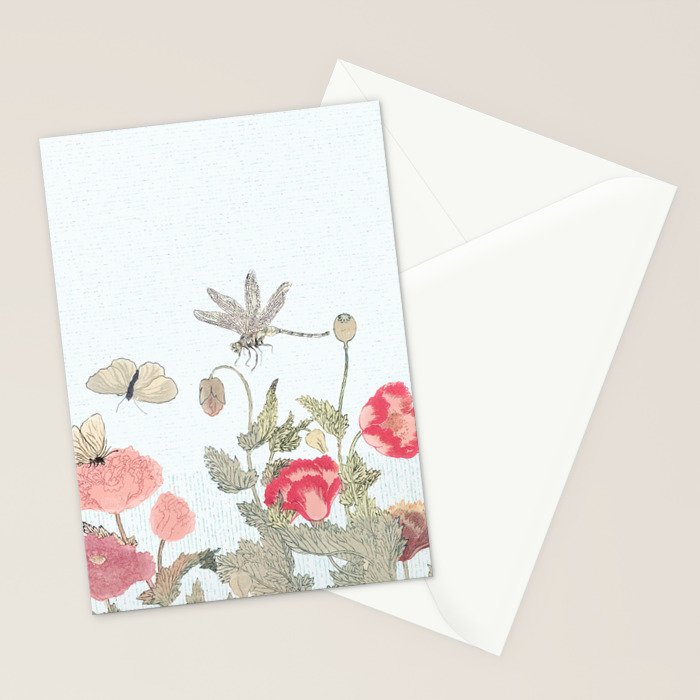 Butterflies, Dragonfly and  flowers Stationery Card Gallery Image 2