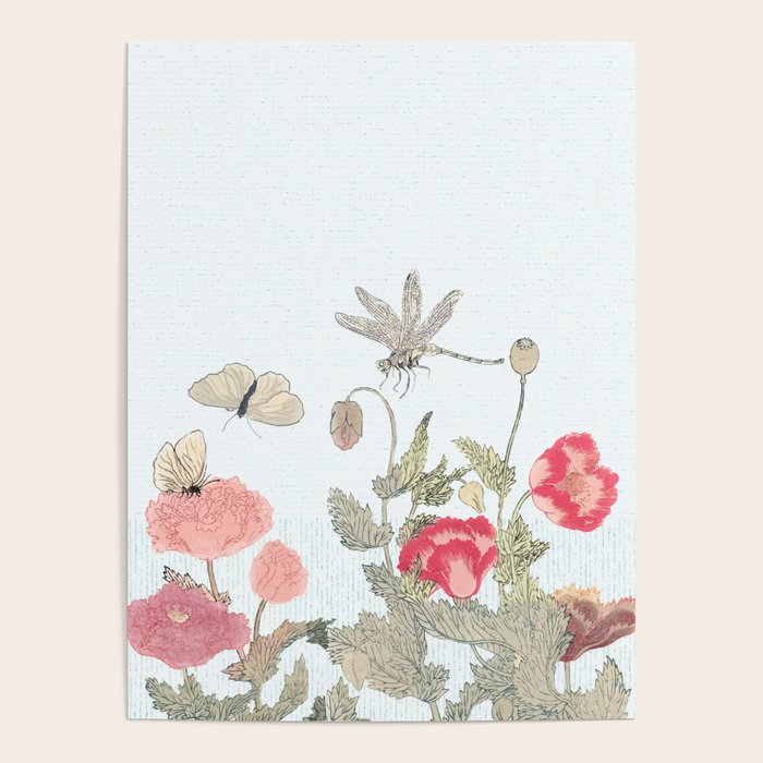 Butterflies, Dragonfly and  flowers Poster Gallery Image 4