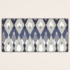 Festive, Boho Art, Geometric, Ikat Pattern, Blue and Gray Desk Mat Gallery Image 3