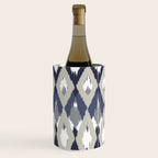 Festive, Boho Art, Geometric, Ikat Pattern, Blue and Gray Wine Chiller Gallery Image 2