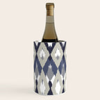 Festive, Boho Art, Geometric, Ikat Pattern, Blue and Gray Wine Chiller Gallery Image 1