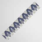 Festive, Boho Art, Geometric, Ikat Pattern, Blue and Gray Table Runner Gallery Image 3