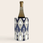 Festive, Boho Art, Geometric, Ikat Pattern, Blue and Gray Wine Chiller Gallery Image 3