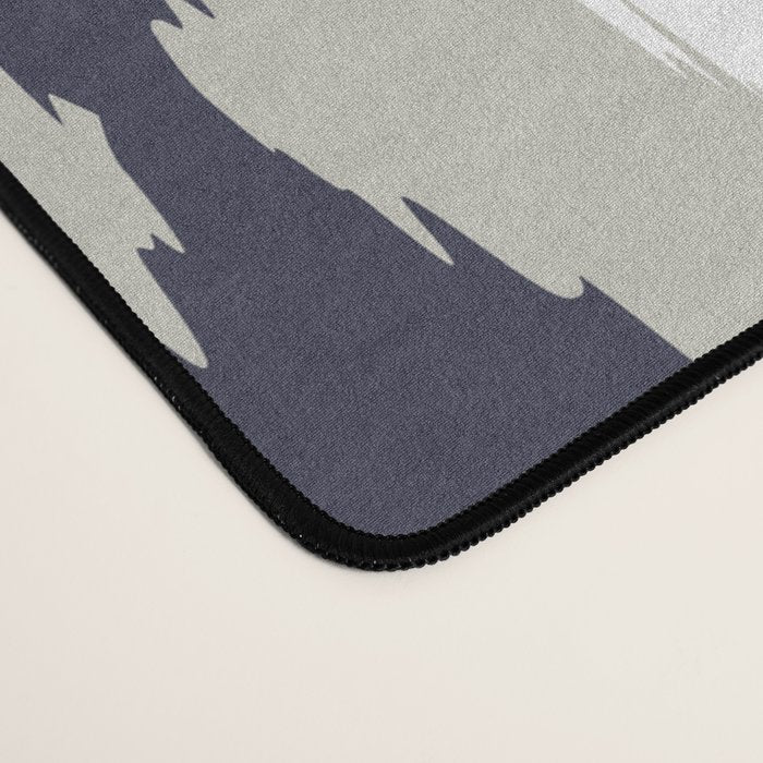 Festive, Boho Art, Geometric, Ikat Pattern, Blue and Gray Desk Mat Gallery Image 4