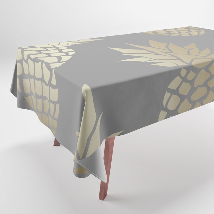 Glam Pineapple Art in Gray and Gold Tablecloth Gallery Image 1