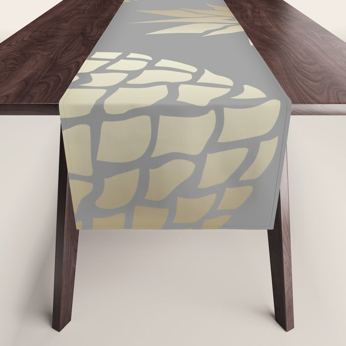 Glam Pineapple Art in Gray and Gold Table Runner Gallery Image 1