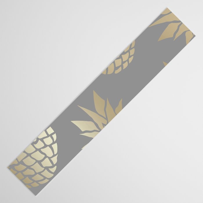 Glam Pineapple Art in Gray and Gold Table Runner Gallery Image 3