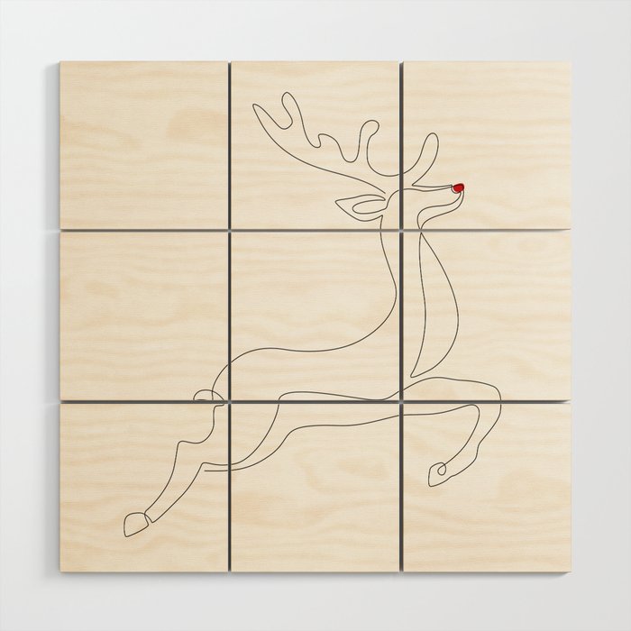 Red Nose Reindeer Wood Wall Art Gallery Image 1