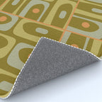 Mid Century Modern Piquet Retro Abstract Multi Pattern in Vintage Olive Green and Cantaloupe Orange Rug Gallery Image 4