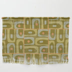 Mid Century Modern Piquet Retro Abstract Multi Pattern in Vintage Olive Green and Cantaloupe Orange Wall Hanging Gallery Image 1