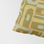 Mid Century Modern Piquet Retro Abstract Multi Pattern in Vintage Olive Green and Cantaloupe Orange Pillow Sham Gallery Image 4