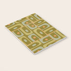 Mid Century Modern Piquet Retro Abstract Multi Pattern in Vintage Olive Green and Cantaloupe Orange Notebook Gallery Image 3