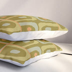Mid Century Modern Piquet Retro Abstract Multi Pattern in Vintage Olive Green and Cantaloupe Orange Pillow Sham Gallery Image 3