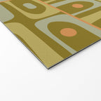 Mid Century Modern Piquet Retro Abstract Multi Pattern in Vintage Olive Green and Cantaloupe Orange Welcome Mat Gallery Image 2