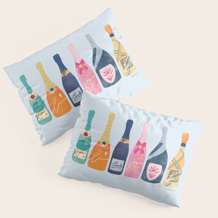 Champagne Bottles - Blue Ver. Pillow Sham Gallery Image 3