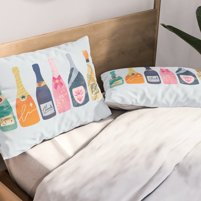 Champagne Bottles - Blue Ver. Pillow Sham Gallery Image 2