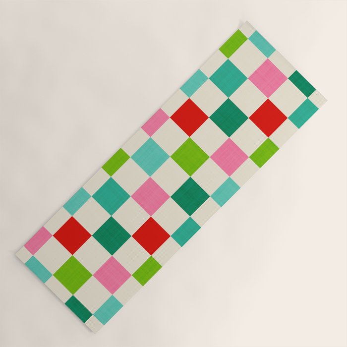Retro Holiday chequered board pattern - candy Yoga Mat Gallery Image 1