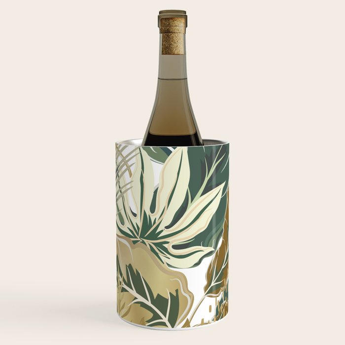 Wild Tropical Prints, Green and Gold Wine Chiller Gallery Image 1