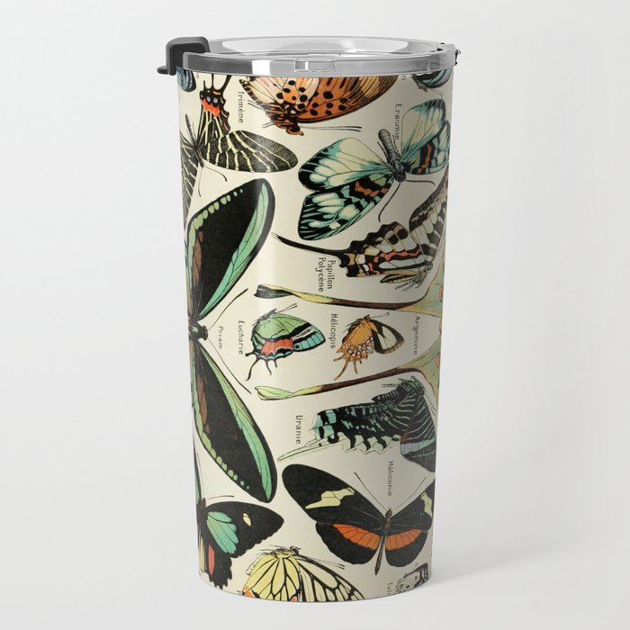 French Vintage Butterflies Chart Adolphe Millot Papillons Larousse Pour Tous Cozy Boho Maximalist Travel Mug Gallery Image 3