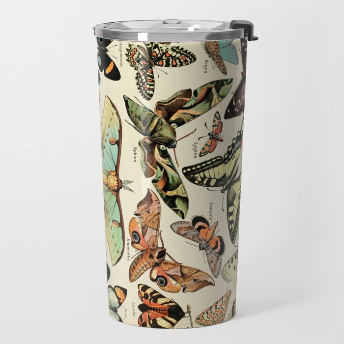 French Vintage Butterflies Chart Adolphe Millot Papillons Larousse Pour Tous Cozy Boho Maximalist Travel Mug Gallery Image 2