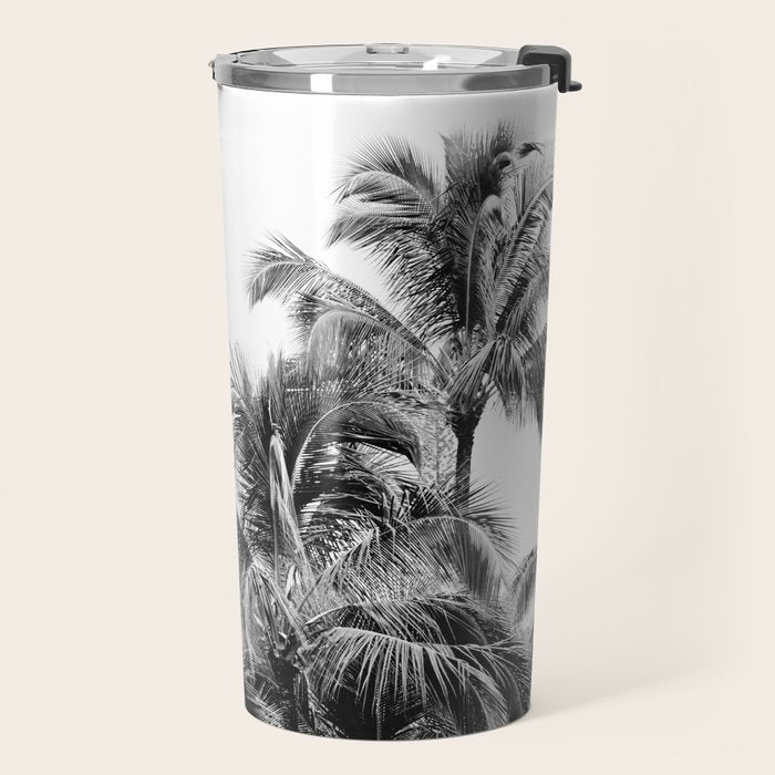 Big Island Palms - Black and White Photography, Tropical Nature Travel Mug Gallery Image 2