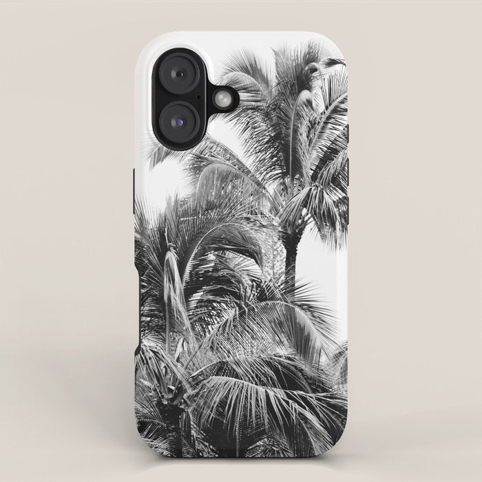 Big Island Palms - Black and White Photography, Tropical Nature iPhone Case Gallery Image 1