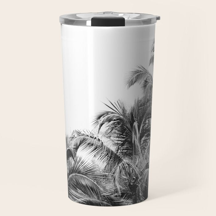 Big Island Palms - Black and White Photography, Tropical Nature Travel Mug Gallery Image 1