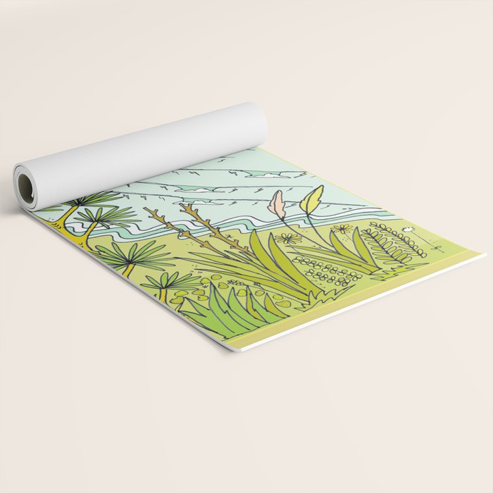 pointbreaks in paradise // lookout in raglan new zealand // retro surf art by surfy birdy Yoga Mat Gallery Image 2
