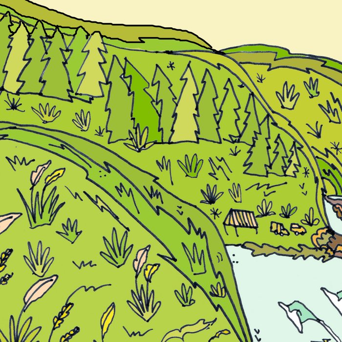 pointbreaks in paradise // lookout in raglan new zealand // retro surf art by surfy birdy Coffee Mug Gallery Image 2