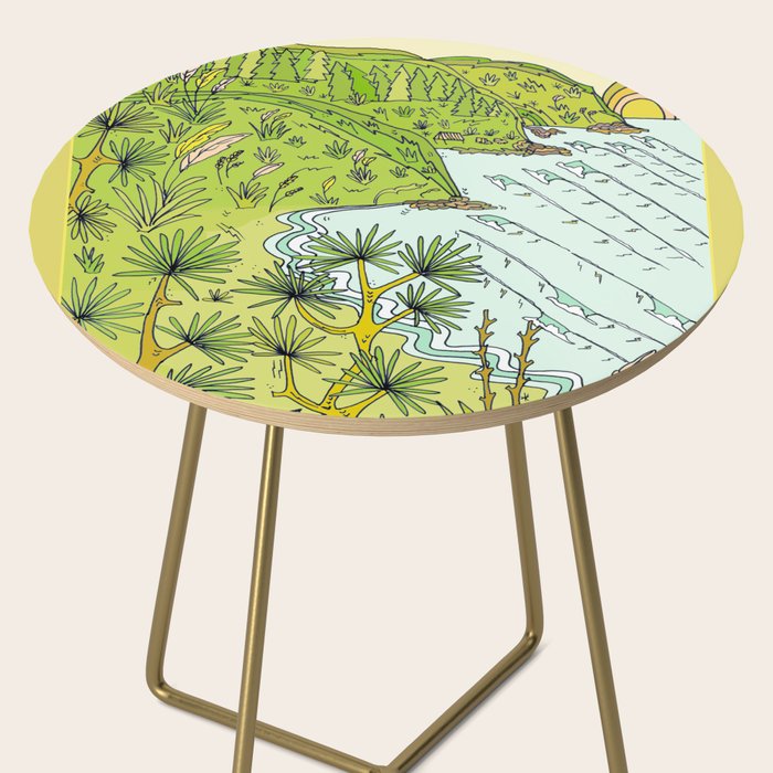 pointbreaks in paradise // lookout in raglan new zealand // retro surf art by surfy birdy Side Table Gallery Image 2