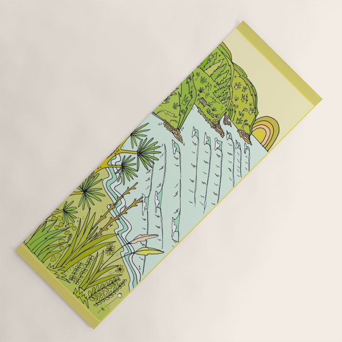 pointbreaks in paradise // lookout in raglan new zealand // retro surf art by surfy birdy Yoga Mat Gallery Image 1