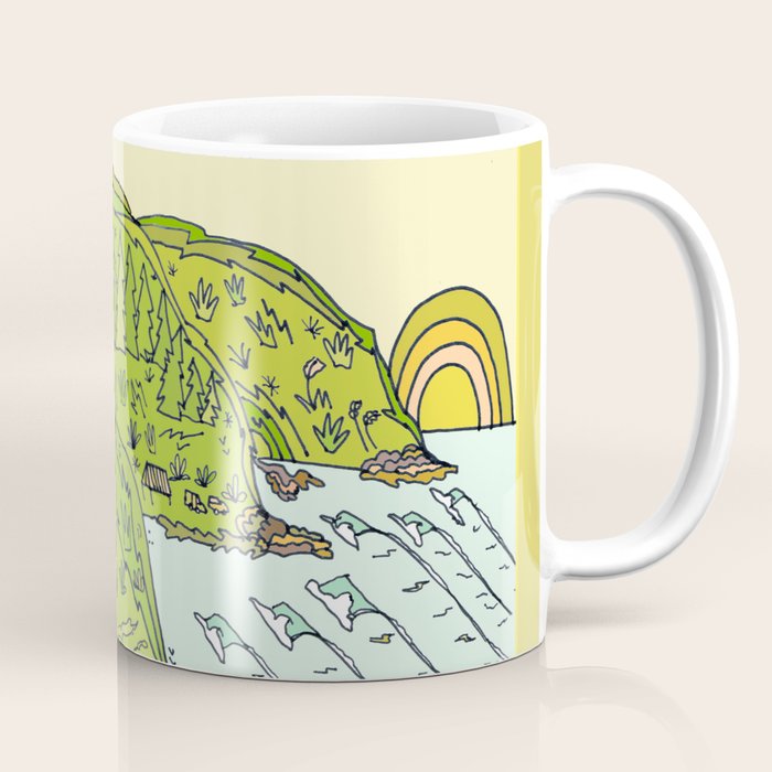 pointbreaks in paradise // lookout in raglan new zealand // retro surf art by surfy birdy Coffee Mug Gallery Image 1