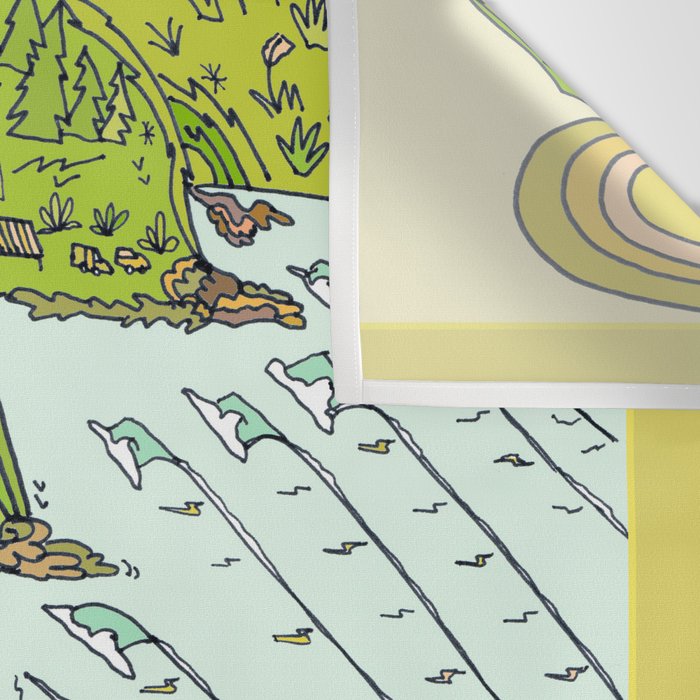 pointbreaks in paradise // lookout in raglan new zealand // retro surf art by surfy birdy Wall Tapestry Gallery Image 3
