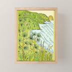 pointbreaks in paradise // lookout in raglan new zealand // retro surf art by surfy birdy Mini Art Print Gallery Image 1