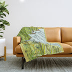 pointbreaks in paradise // lookout in raglan new zealand // retro surf art by surfy birdy Throw Blanket Gallery Image 1
