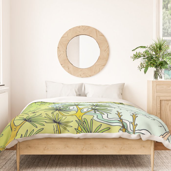 pointbreaks in paradise // lookout in raglan new zealand // retro surf art by surfy birdy Duvet Cover Gallery Image 3
