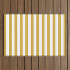 Large Mustard Yellow and White Cabana Tent Stripe Outdoor Rug Gallery Image 1