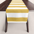 Large Mustard Yellow and White Cabana Tent Stripe Table Runner Gallery Image 1