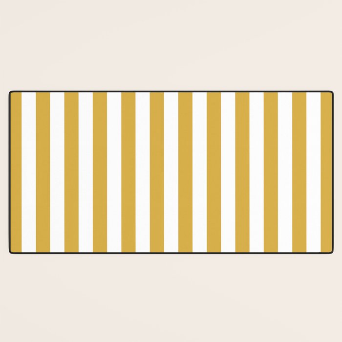 Large Mustard Yellow and White Cabana Tent Stripe Desk Mat Gallery Image 3