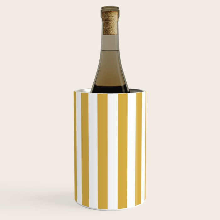 Large Mustard Yellow and White Cabana Tent Stripe Wine Chiller Gallery Image 2