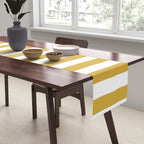 Large Mustard Yellow and White Cabana Tent Stripe Table Runner Gallery Image 2