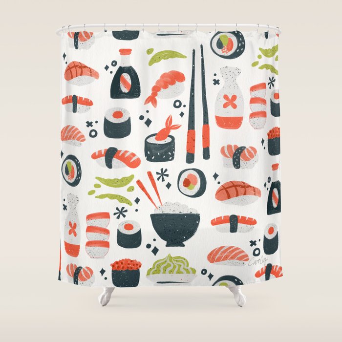 Sushi Dreams - White Shower Curtain Gallery Image 1