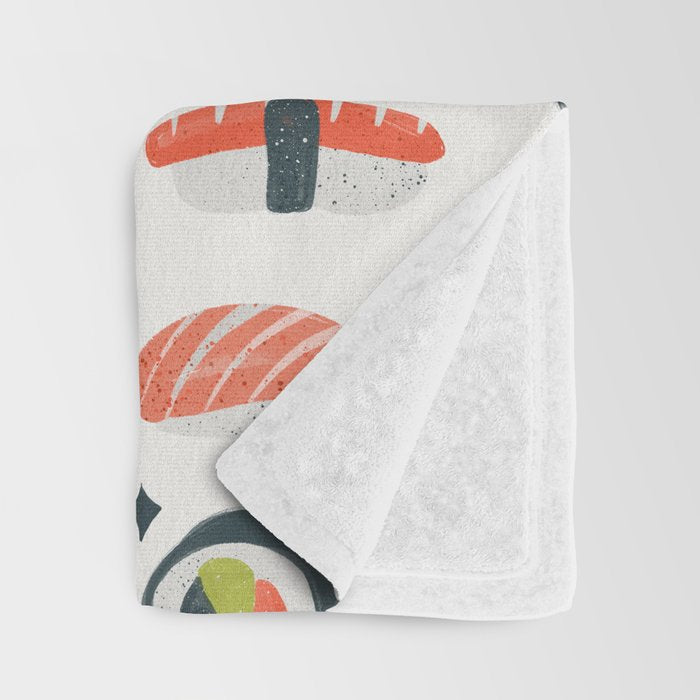 Sushi Dreams - White Throw Blanket Gallery Image 3