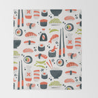 Sushi Dreams - White Throw Blanket Gallery Image 2