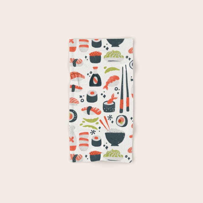 Sushi Dreams - White Bath Towel Gallery Image 1