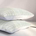 Fine Weave Retro Mid Century Modern Minimalist Woven Line Pattern Sage Green and White Pillow Sham Gallery Image 3